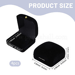 フロッキングイヤリング収納ボックス  正方形  ブラック  6.5x6.55x4.05cm&nbsp;CON-WH0086-189