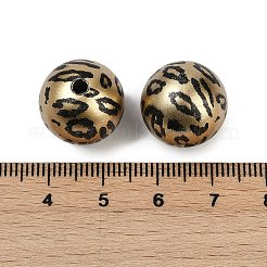 アクリルビーズ-プリント  ラウンド  ヒョウプリント模様  ライトカーキ  15.5mm  穴：2mm&nbsp;PACR-P005-01A