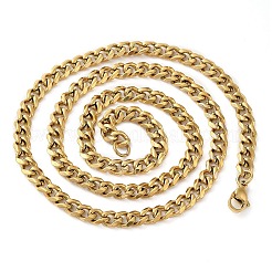 Ion Plating(IP) 304 Stainless Steel Cuban Link Chain Necklace for Men Women&nbsp;NJEW-C013-03G