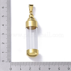 304ステンレススチール製ビッグペンダント  ガラスと  ボトル  ゴールドカラー  51.5x12.5mm  穴：8x4.5mm&nbsp;STAS-D097-01E-G