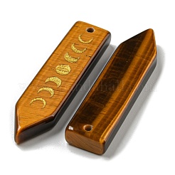 天然タイガーアイ ムーンフェイズペンダント  矢印チャーム  49.5x12.5x6mm  穴：1.6mm&nbsp;G-C145-01A
