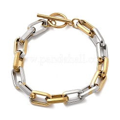 女性用304ステンレススチールアズキチェーンブレスレット  ゴールデン·ステンレス鋼色  8-1/4インチ（21.1cm）  リンク：16x9x3.7mm&nbsp;BJEW-D377-01E