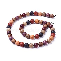 天然ウッドビーズ連売り  ラウンド  カラフル  6mm  穴：1mm  約64個/連  15.7インチ（40cm）&nbsp;WOOD-F008-07-B