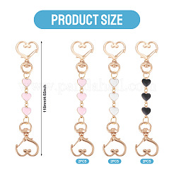 6Pcs 3 Styles Alloy Enamel Heart Link Bag Extender Chains&nbsp;KEYC-TAC00058