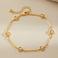 Teachers' Day Apple Brass with Plastic Pearl Bead Link Chain Anklets for Women&nbsp;FS-WG6989F-01
