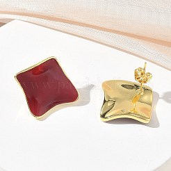 Brass Enamel Stud Earrings for Women&nbsp;KK-CBA760A-07G