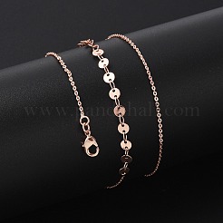 Brass Cable & Flat Sequin Chains Necklaces for Women&nbsp;NJEW-D302-40RG