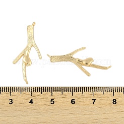 真鍮チャーム  カドミウムフリー＆ニッケルフリー＆鉛フリー  鳥のいる小枝  18KGP本金メッキ  32x15x1mm  穴：1mm&nbsp;KK-S395-01G