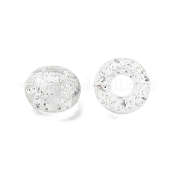 クリアアクリルヨーロピアンビーズ  大穴ビーズ  光り輝く粉  ロンデル  ミックスカラー  14x8.5mm  穴：5.5mm  約537個/500g&nbsp;TACR-P009-A01
