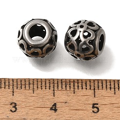 304ステンレススチールヨーロピアンビーズ  大穴ビーズ  花とロンデル  アンティークシルバー  10x8.5mm  穴：4mm&nbsp;STAS-D191-12D-AS