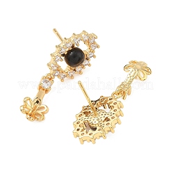 Brass Pave Cubic Zirconia Stud Earring Findings&nbsp;KK-C172-13G