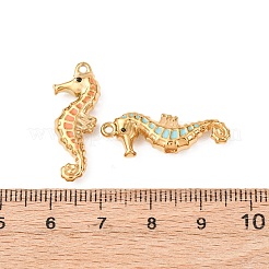 304ステンレスペンダント  タツノオトシゴ  エナメル  ゴールドカラー  26x10x4.5~5mm  穴：1~1.5mm&nbsp;STAS-D129-08G