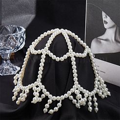 ABS Imitation Pearl Mesh Headpiece Cap&nbsp;AJEW-WH20017-84