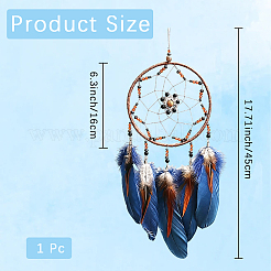 1Pc Iron Woven Web/Net with Feather Pendant Decorations&nbsp;HJEW-DJ0001-25