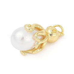 Brass ABS Plastic Pearl Pendant Rhinestone Settings&nbsp;KK-U058-23G