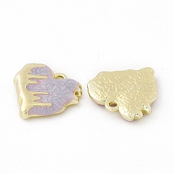 合金エナメルチャーム  ライトゴールド  とろけるハートチャーム  ライラック  18x18x3.8mm  穴：1.6mm&nbsp;LS-FIND-E026-05LG-04