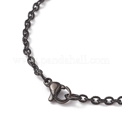 2.5mm 304ステンレススチールテクスチャアズキチェーンネックレス（女性・男性用）  ブラック  17.72インチ（45cm）&nbsp;NJEW-JN05819-01