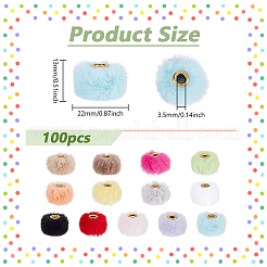 Brass & Imitation Rabbit Hair Beads&nbsp;FIND-WH0126-679