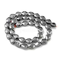 非磁性合成ヘマタイトビーズ連売り  多面カット  ティアドロップ  10x8x5mm  穴：1mm  約39個/連  15.55''（39.5センチメートル）&nbsp;G-I365-05