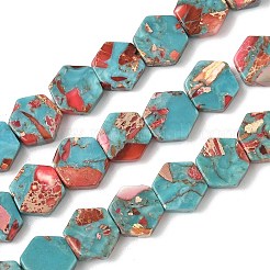 染色合成インペリアルジャスパービーズ連売り  六角  レッド  10.5~11.5x9.5~11x3~4mm  穴：1~1.2mm  約39~40個/連  15.67''（39.8cm）〜15.83''（40.2cm）&nbsp;G-D337-10mm-A03