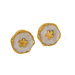 304ステンレススチールフラワースタッドピアス  ゴールドカラー  13x12mm&nbsp;IK8478-2