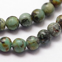 天然アフリカンターコイズ（ジャスパー）ビーズ連売り  ラウンド  3mm  穴：0.5mm  約125個/連&nbsp;X-G-N0188-02-3mm