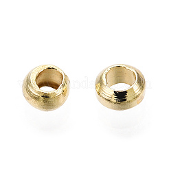 真鍮製つぶし玉カシメ玉  長持ちメッキ  ロンデル  ライトゴールド  2x1.5mm  穴：1mm  約500個/5g&nbsp;X-KK-O102-07G