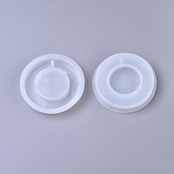 DIYシリコンモールド  レジン型  UVレジン用  エポキシ樹脂ジュエリーペンダント  フラットラウンド  ホワイト  70x10mm  穴：2.8mm  インナーサイズ：60x8mm&nbsp;X-AJEW-F030-10D