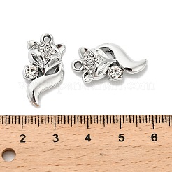 合金クリスタルペンダント  ラインストーン付き  キツネのチャーム  プラチナ  23.5x13x4mm  穴：1.6mm&nbsp;FIND-I043-02P