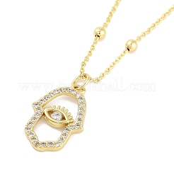 Brass Micro Pave Clear Cubic Zirconia Pendant Necklaces&nbsp;NJEW-Z035-05B-G