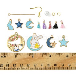 DIY 合金エナメル & アクリル & ポリコットン タッセル ダングル イヤリング 作成キット  混合図形  17~40x11~16x1.5mm  穴：1.4~2mm&nbsp;DIY-FS0001-21B