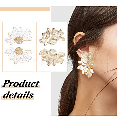 2セット2色の合金の花の非対称イヤリング  女性のためのスタッドピアス  ライトゴールド  49.5x32mm  ピン：0.6mm  1セット/色&nbsp;EJEW-FI0001-33