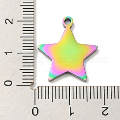 イオンプレーティング（IP）304ステンレスペンダント  星のチャーム  虹色  20x18x1.8mm  穴：1.8mm&nbsp;STAS-D025-04M-02