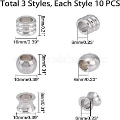 70Pcs 7 Style 201 Stainless Steel European Beads&nbsp;OPDL-UN0001-05