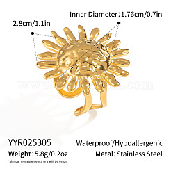ステンレススチールのテクスチャードフラワーカフリング  18KGP本金メッキ  28mm  内径：17.6mm&nbsp;JX4934-1