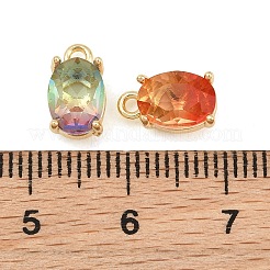 グラデーションカラーの真鍮製ガラスペンダント  オーバルチャーム  多面カット  ミックスカラー  10x6x5mm  穴：1.2mm&nbsp;GL-CBABDD8-06G