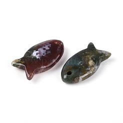 天然石インディアン瑪瑙ペンダント  魚のチャーム  23.5~24.5x12x5~6mm  穴：2mm&nbsp;G-N342-106E