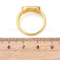 女性用真鍮マイクロパヴェキュービックジルコニアカフオープンリング  オーバル  エナメル  ゴールドカラー  7.5mm  内径：17mm&nbsp;RJEW-F217-06G