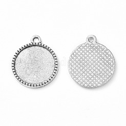 Tibetan Style Alloy Flat Round Pendant Cabochon Settings&nbsp;TIBEP-Q045-068D-AS-RS