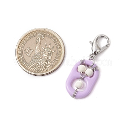 アクリルと合成ターコイズのペンダント装飾  亜鉛合金カニカン付き  ソーダタブ/プルタブ  ホワイト  39.5mm&nbsp;HJEW-JM03048-02