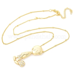 Brass Micro Pave Clear Cubic Zirconia Pendant Necklaces&nbsp;LS-NJEW-M084-01G-01