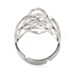 Non-Tarnish Hollow Flower 304 Stainless Steel Adjustable Rings for Women&nbsp;RJEW-N048-06P