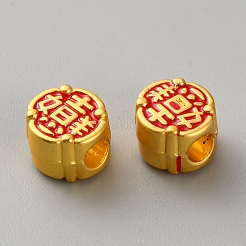 合金エナメルヨーロピアンビーズ  大穴ビーズ  ゴールドカラー  フラットラウンド  10x10x7mm  穴：4mm&nbsp;ENAM-WH0058-034B
