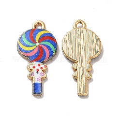 合金エナメルチャーム  ゴールドカラー  ロリポップチャーム  ミックスカラー  24x12x2mm  穴：1.5mm&nbsp;ENAM-D043-13G