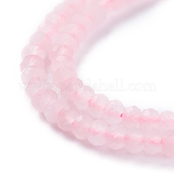 天然石ローズクォーツビーズ連売り  フラットラウンド  ファセットコインビーズ  3x2mm  穴：0.6mm  約191個/連  14.96