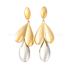 304 Stainless Steel Two Tone Dangle Stud Earrings&nbsp;EJEW-M104-01B-PG