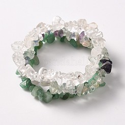 多連天然石チップストレッチブレスレット  3のセットブレスレット  グリーン  2-1/8インチ（5.3~5.5cm）&nbsp;X-BJEW-PH00610-04