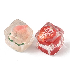 Clear Resin Artificial Ice Cubes with Embedded Flower or Fruit&nbsp;RE-CBAE54B-01