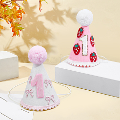 2Pcs 2 Colors Cloth Baby First Birthday Hat&nbsp;AJEW-BC0010-33
