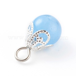 ガラスチャーム  真鍮パーツ  ラウンド  プラチナ  ミックスカラー  15x8.5mm  穴：3mm&nbsp;PALLOY-JF00675